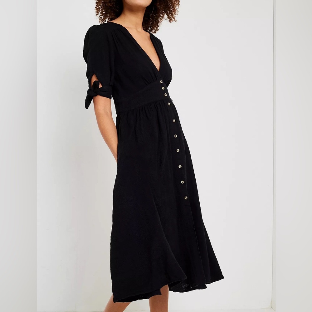 Free People SZ S Love Of My Life Black MIDI Dress